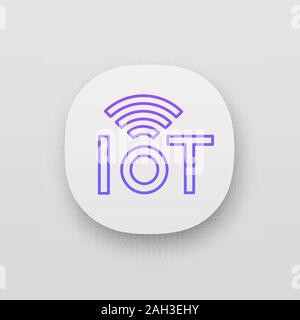 Internet of things app icon. UI/UX user interface. IoT signal. Artificial intelligence. Web or mobile application. Vector isolated illustration Stock Vector