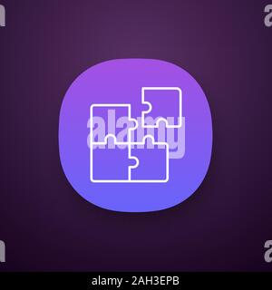 Teamwork app icon. UI/UX user interface. Consolidation. Solution finding. Team problem solving. Puzzles. Web or mobile application. Vector isolated il Stock Vector