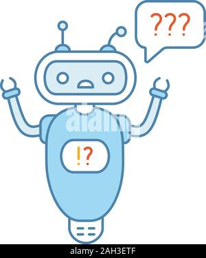 Help chatbot color icon. FAQ chat bot. Virtual assistant. Robot face ...