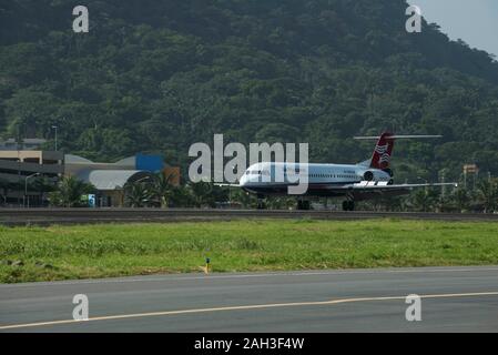 Air Panama Fokker 100 airplane at Marcos A. Gelabert international airport, Panamá city, Panamá, Central America Stock Photo