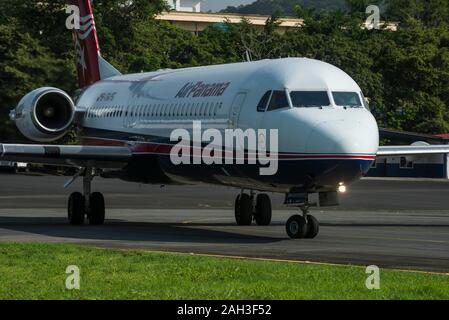 Air Panama Fokker 100 airplane at Marcos A. Gelabert international airport, Panamá city, Panamá, Central America Stock Photo