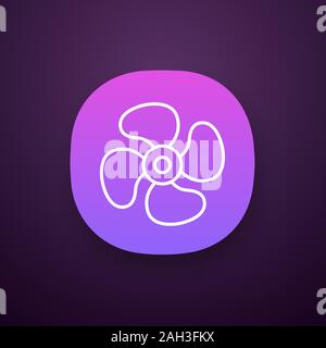Air ventilation app icon. UI/UX user interface. Exhaust fan. Ventilator. Turbine, propeller. Web or mobile application. Vector isolated illustration Stock Vector