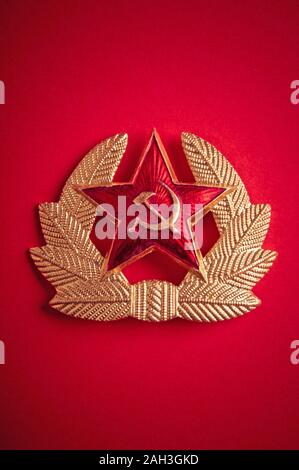 communist star with hammer and sickle symbols from USSR Stock Photo