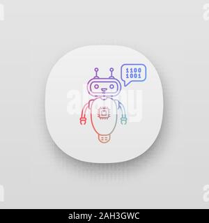 Chatbot coding color icon. Talkbot with chip insert. Codebot. Code ...