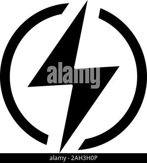 Electric power sign glyph icon. Lightning bolt. Charging. Thunder. Power button. Electricity. Silhouette symbol. Negative space. Vector isolated illus Stock Vector