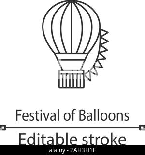 Hot air balloon festival linear icon. Thin line illustration. Aerostat. Contour symbol. Vector isolated outline drawing. Editable stroke Stock Vector