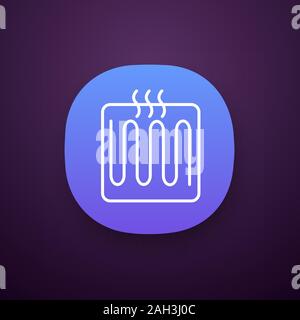 Underfloor heating element app icon. Floor heating system. Heater. UI/UX user interface. Web or mobile application. Vector isolated illustration Stock Vector