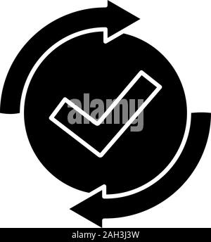 Checkmark glyph icon. Successfully tested. Tick mark. Quality assurance ...