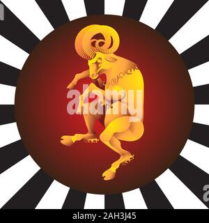 Animal zodiac sign RAM Golden on isolated background. Vector image Stock Vector