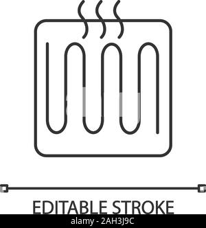 Underfloor heating element linear icon. Floor heating system. Thin line illustration. Heater. Contour symbol. Vector isolated outline drawing. Editabl Stock Vector