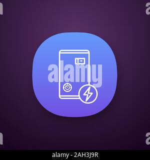 Electric heating boiler app icon. House central heater. Heating system. UI/UX user interface. Web or mobile application. Vector isolated illustration Stock Vector