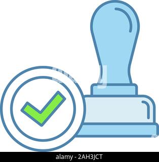Stamp approved color icon. Stamp of approval. Verification and validation. Certified, approved. Isolated vector illustration Stock Vector