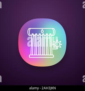 Industrial solar water heater app icon. Solar collector tubes and water tank. Eco water heating system. UI/UX user interface. Web or mobile applicatio Stock Vector