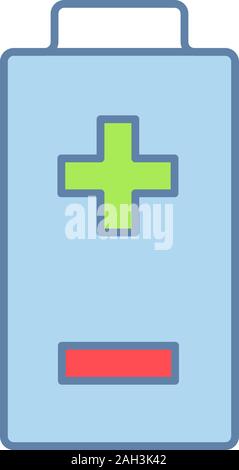 Battery with plus and minus signs color icon. Charging. Battery level ...