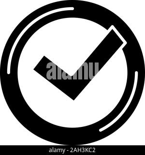 Checkmark glyph icon. Successfully tested. Tick mark. Quality assurance ...
