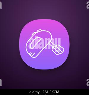Handheld mixer app icon. Blending, whipping, kneading device. Kitchen appliance. UI/UX user interface. Web or mobile application. Vector isolated illu Stock Vector