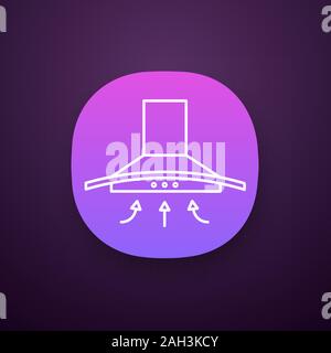 Range hood app icon. Kitchen extractor fan. Cooker hood. Kitchen exhaust. Household appliance. UI/UX user interface. Web or mobile application. Vector Stock Vector