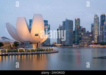 The image of Marina Bay Sands hotel and Art Science Museum. Stock Photo