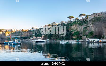 Sorrento, seaside resort on the famous Amalfi Coast, in the Gulf of Naples and close to Amalfi, Positano and Pompeii. View of the marina Stock Photo