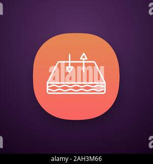 Breathable mattress app icon. Crib mattress with breathable cover fabric. Air circulation. UI/UX user interface. Web or mobile application. Vector iso Stock Vector