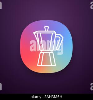 Stove top coffee maker app icon. Coffeemaker. Espresso maker. UI/UX user interface. Web or mobile application. Vector isolated illustration Stock Vector