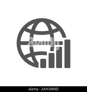 Vector graph and planet logo combination. Diagram and world symbol. Unique chart and globe design template. Stock Vector