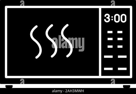 Microwave oven glyph icon. Silhouette symbol. Electric oven. Food heating and preparation. Kitchen appliance. Negative space. Vector isolated illustra Stock Vector