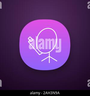 Satellite dish app icon. Parabolic antenna. UI/UX user interface. Web or mobile application. Vector isolated illustration Stock Vector