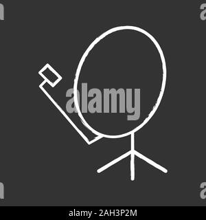 Satellite dish chalk icon. Parabolic antenna. Isolated vector chalkboard illustration Stock Vector