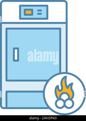 Solid fuel boiler color icon. House central heater. Firewood boiler. Heating system. Isolated vector illustration Stock Vector