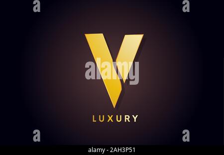 golden V luxury alphabet letter logo design icon for company business. Suitable for as a logotype Stock Vector