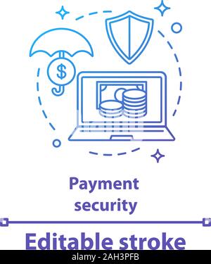 Payment security concept icon. E-payment. Safe money transaction idea thin line illustration. Online banking. Digital investment. Vector isolated outl Stock Vector