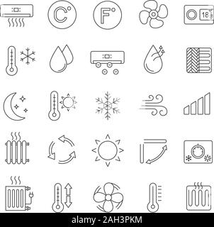 Air conditioning editable line icons, 100 vector set, collection. Air ...