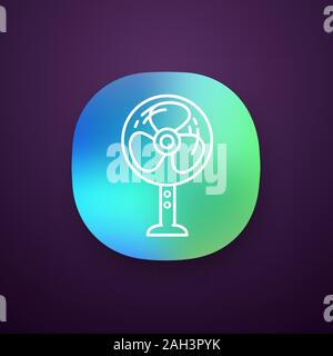 Stand floor fan app icon. Home cooling fan. Household appliance. UI/UX user interface. Web or mobile application. Vector isolated illustration Stock Vector