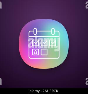 Menstrual calendar app icon. Period tracker. Pregnancy, ovulation calculator and calendar. UI/UX user interface. Web or mobile application. Vector iso Stock Vector