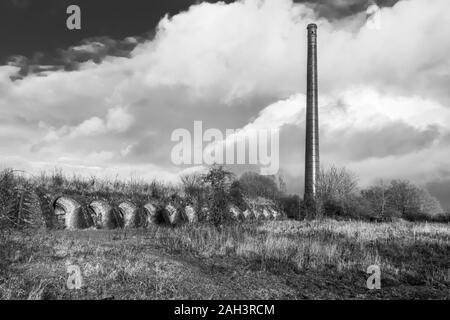 Old abandoned brick factory in the Netherlands, near Fortmond raised in 1828 and closed in 1976 along the river the IJssel, province Overijssel Stock Photo