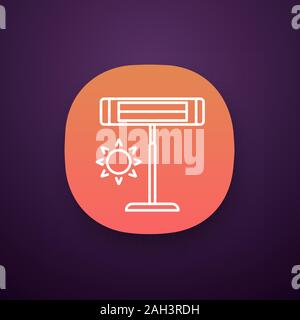 Infrared heater app icon. Pedestal electric heater. Household appliance. IR heating lamp. UI/UX user interface. Web or mobile application. Vector isol Stock Vector