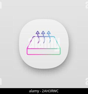 Breathable mattress app icon. Crib mattress with breathable cover fabric. UI/UX user interface. Web or mobile application. Vector isolated illustratio Stock Vector