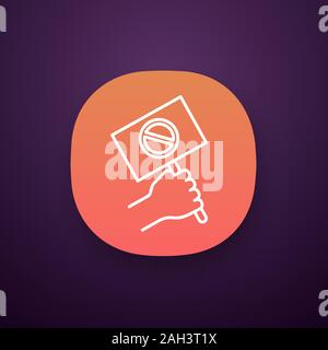 Protest banner in hand app icon. Protester'€™s or activist'€™s hand. Demonstration, meeting. Protest placard. Social and political movement participan Stock Vector