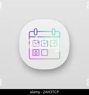 Menstrual calendar app icon. Period tracker. Pregnancy, ovulation calculator and calendar. UI/UX user interface. Web or mobile application. Vector iso Stock Vector
