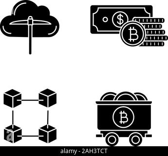 Bitcoin Cryptocurrency Glyph Icons Set Digital Key Bitcoin With Microchip Pathway Coin Online Shopping Silhouette Symbols Vector Isolated Illust Stock Vector Image Art Alamy