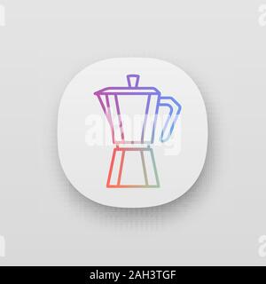 Stove top coffee maker app icon. Coffeemaker. Espresso maker. UI/UX user interface. Web or mobile application. Vector isolated illustration Stock Vector