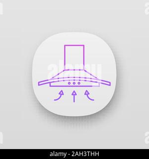 Range hood app icon. UI/UX user interface. Kitchen extractor fan. Cooker hood. Kitchen exhaust. Household appliance. Web or mobile application. Vector Stock Vector