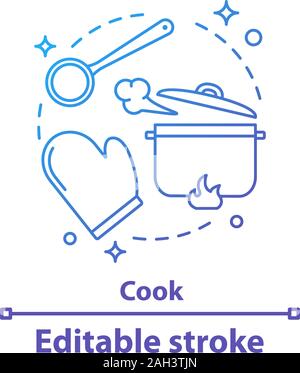 Cooking process concept icon. Meal preparation idea thin line illustration. Kitchen. Vector isolated outline drawing. Editable stroke Stock Vector