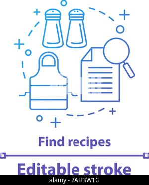 Find recipes concept icon. Cooking idea thin line illustration. Meal preparation. Culinary. Vector isolated outline drawing. Editable stroke Stock Vector