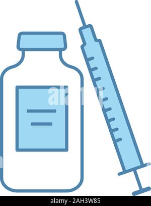 Medicine vial and syringe color icon. Neurotoxin injection. Medications. Isolated vector illustration Stock Vector