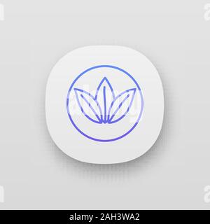 Eco products app icon. UI/UX user interface. Ecological material. Natural latex. Plant leaves. Organic eco friendly mattress. Mattress property. Web o Stock Vector