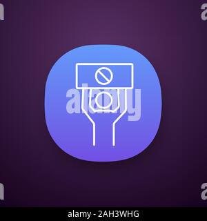 Protester app icon. Protest. Social or political movement. Person holding protest banner. Human rights protection. Contentious action. UI/UX interface Stock Vector