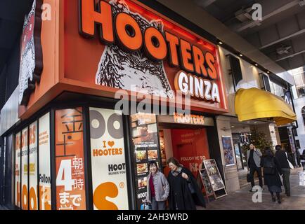 Tokyo, Japan. 18th Dec, 2019. American restaurant chain, Hooters seen in Tokyo, Japan. Credit: Budrul Chukrut/SOPA Images/ZUMA Wire/Alamy Live News Stock Photo