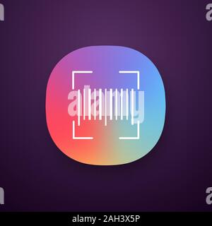 Traditional barcode app icon. UI/UX user interface. Linear code scanning. One dimensional barcode scanner. UPC code. Web or mobile application. Vector Stock Vector